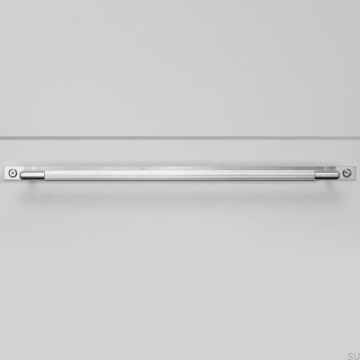 Удлинённая мебельная ручка с накладкой, линейная пластина, сталь 325, серебро