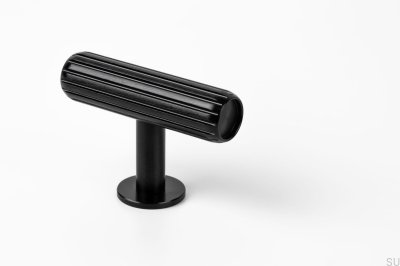 Мебельная ручка T-Bar Rille черная, матовая