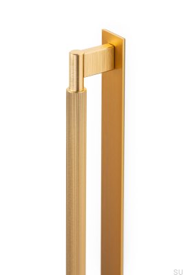 Ручка мебельная продольная с накладкой Arpa 1178, алюминий, золото, матовый