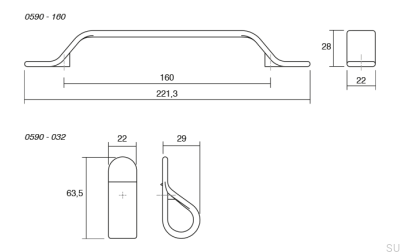 Ручка мебельная удлиненная Belt 160 Metal Black Matt