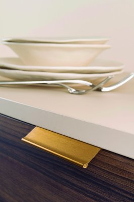 Краевая мебельная ручка Wing 256 Aluminium Gold Brushed Cava