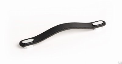 Ручка мебельная удлиненная Oblong 160 Leather Black with Polished Chrome