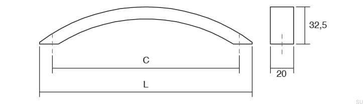 0312160L24--Uchwyt-meblowy-podłużny-Arko-160-Aluminiowy-Srebrny-Szczotkowany-Viefe-Skandynawskie-Uchwyty-rysunek-techniczny
