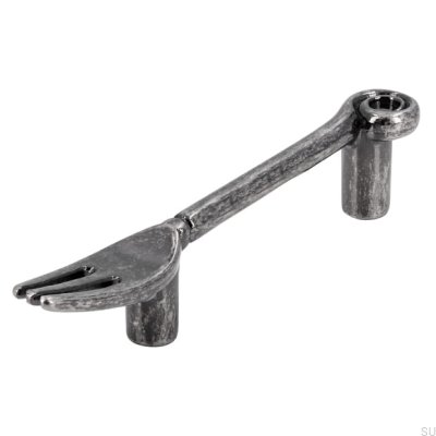 Ручка мебельная удлиненная 1051 64 Fork Antique Silver