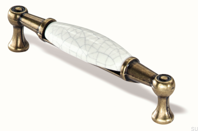 Ручка мебельная продолговатая 1699 96 шт Античное золото с фарфором