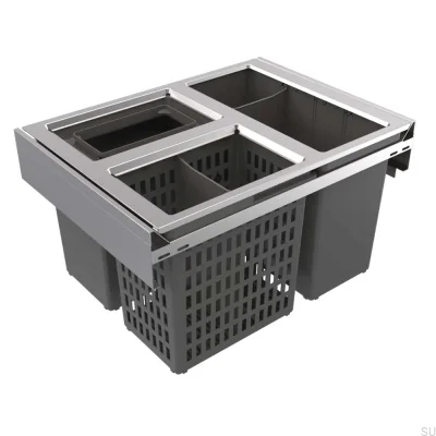 Система контейнеров для разделения мусора Hide 600 Eco Silver