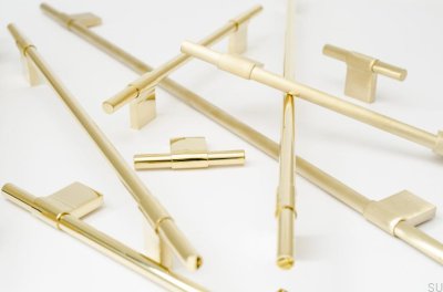 Мебельная ручка T-Bar Line 12 Gold Brass Polished Неокрашенный