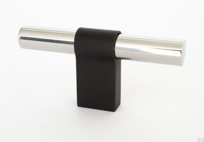Мебельная ручка T-Bar Line Big Mix 12, полированная сталь с черным алюминием