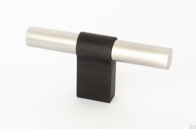 Мебельная ручка T-Bar Line Big Mix 12, матовая сталь с черным алюминием