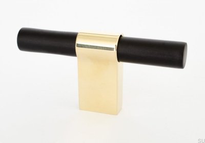 Мебельная ручка T-Bar Line Big Mix 12, черный алюминий с полированной латунью