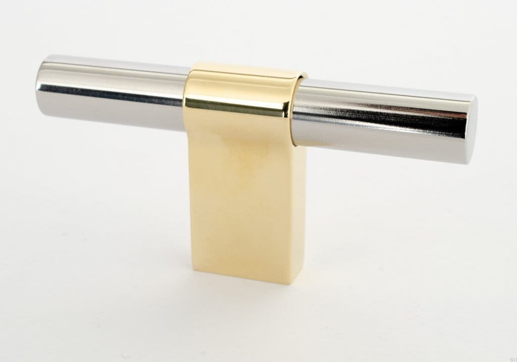 KN29M/R--Gałka-meblowa-T-Bar-Line-Big-Mix-80-Stalowa-Polerowana-z-Polerowanym-Mosiądzem-BB-Sweden-Skandynawskie-Uchwyty_1