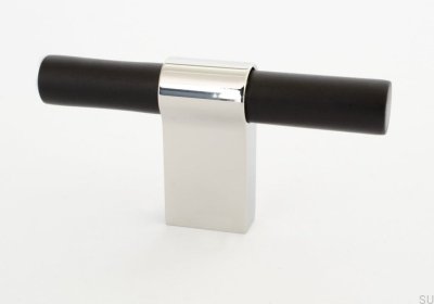 Мебельная ручка T-Bar Line Big Mix 12, черный алюминий с полированной сталью