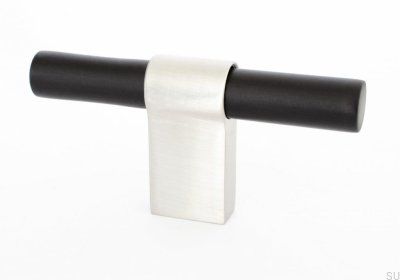 Мебельная ручка T-Bar Line Big Mix 12, черный алюминий с матовой сталью