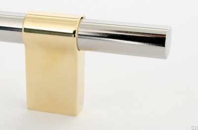 Line Big Mix 224 продолговатая мебельная ручка, полированная сталь с полированной латунью