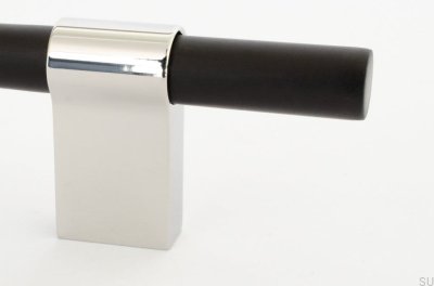 Line Big Mix 224 продолговатая мебельная ручка, черный алюминий с полированной сталью