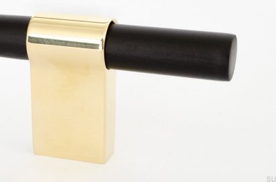 Ручка мебельная продолговатая Line Big Mix 592, черный алюминий с полированной латунью