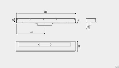 Линейный слив 1002 900 Фланец левый Настенный Сталь
