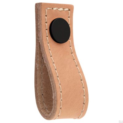 Ручка мебельная кожаная Loop Avio, светло-коричневая с черным