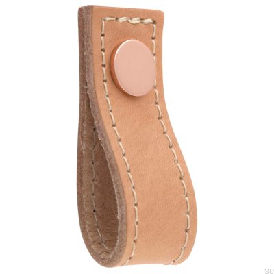 Кожаная мебельная ручка Loop Avio, светло-коричневая с медью