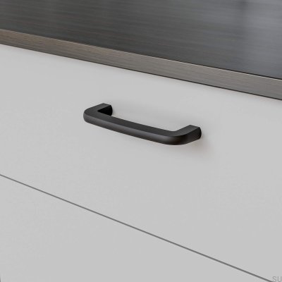 Ручка мебельная продолговатая Visby 128, металл, черный матовый