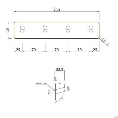 Настенная вешалка Nantes 260-4 Полированный хром