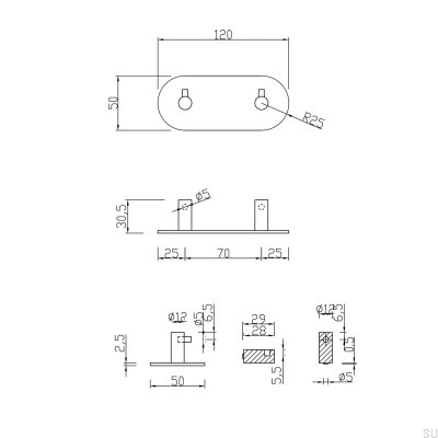 Настенная вешалка Tours 120-2, полированный хром