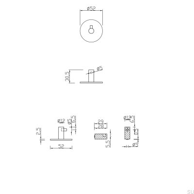 Настенная вешалка Tours 52-1, металл, черный матовый