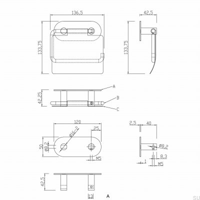 Tours Держатель для туалетной бумаги Матовый Черный Металл