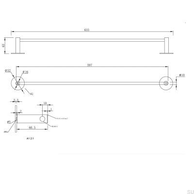 Полотенцедержатель металлический Tours, черный матовый