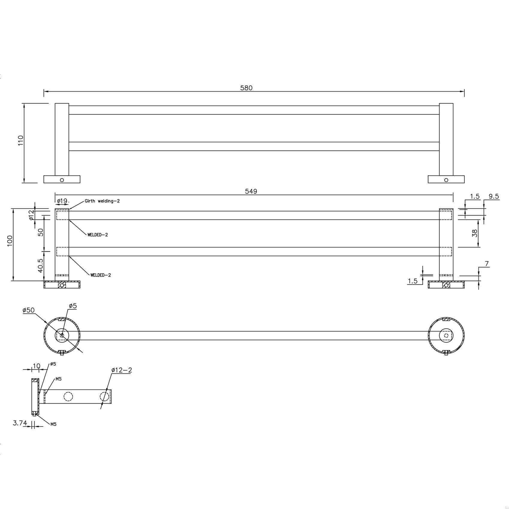17000065--Wieszak-na-ręcznik-Dijon-Podwójny-Chrom-Polerowany-Skandynawskie-Uchwyty_2