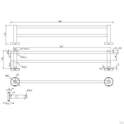 Двойная вешалка для полотенец Dijon, матовое серебро