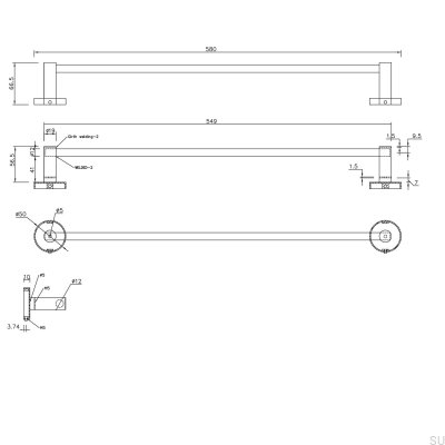 Металлическая вешалка для полотенец Dijon, матовый черный