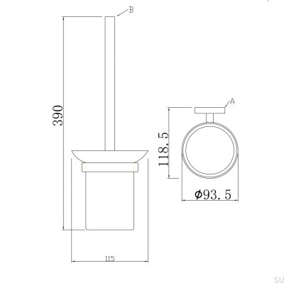 Ершик для унитаза настенный Dijon, металл, черный матовый