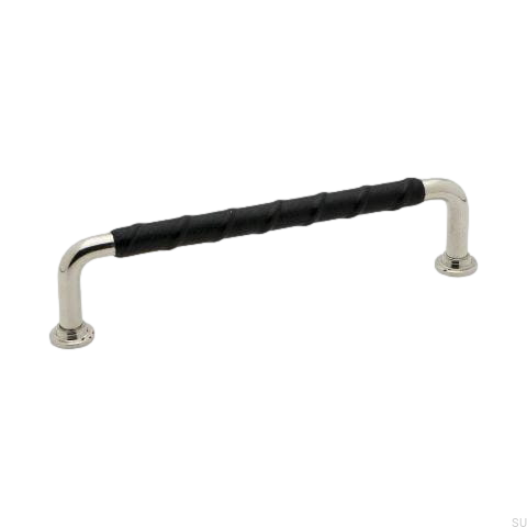 Uchwyt meblowy podłużny 1353 niklowany ze skórzaną wstawką od Beslag Design