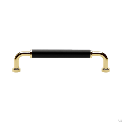 Ручка мебельная длинная Brohult M 128 Polished Gold with Black