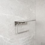 60606-41--Uchwyt na papier toaletowy z półką Base Stalowy Szczotkowany Beslag Design