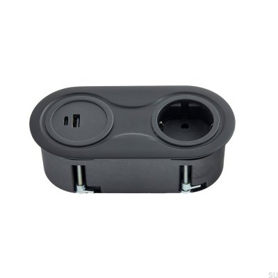 Двойная розетка с USB Infini Matte Black