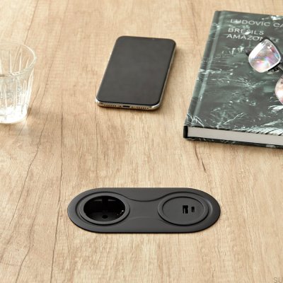 Двойная розетка с USB Infini Matte Black
