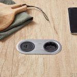 989017 Gniazdo podwójne z USB Infini Srebrne Szczotkowane