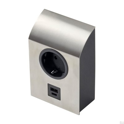 Одинарная розетка с USB Mini Born Silver Brushed