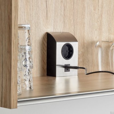 Одинарная розетка с USB Mini Born Silver Brushed