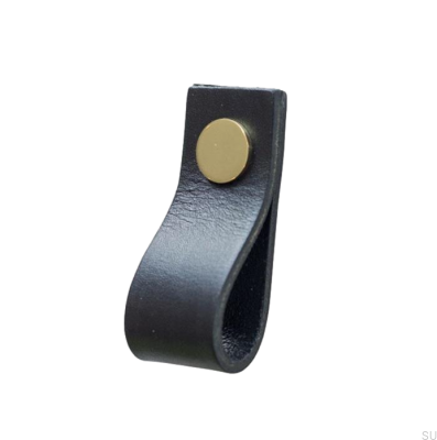 Ручка мебельная Loop Leather Black with Gold