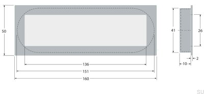 Встраиваемая ручка для мебели 512160 Silver Brushed