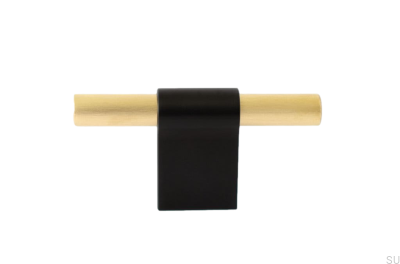 Мебельная ручка T-Bar Line Mix 60 Металл черный с матовой латунью