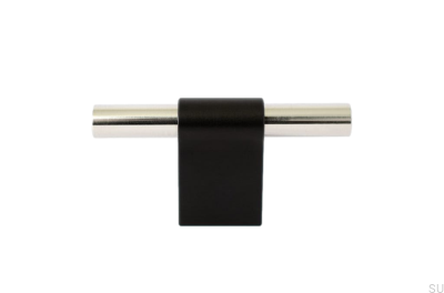 Мебельная ручка T-Bar Line Mix 60 Металл черный с полированной сталью