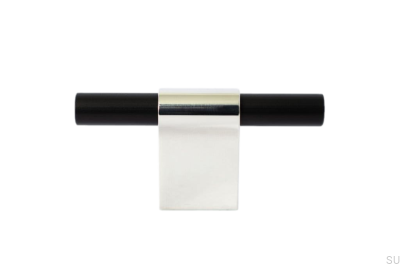 Мебельная ручка T-Bar Line Mix 60 Полированная сталь и черный