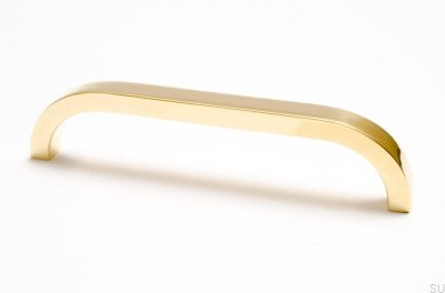 Ручка мебельная длинная Slim 128 Gold Brass Polished Unpainted