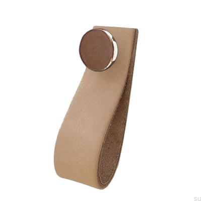 Мебельная ручка Loop 80 Leather with Polished Silver