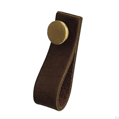 Мебельная ручка Loop 80 Leather Brown with Gold