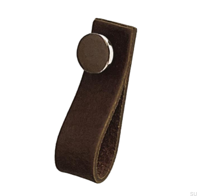 Мебельная ручка Loop 80 Leather Brown with Polished Silver